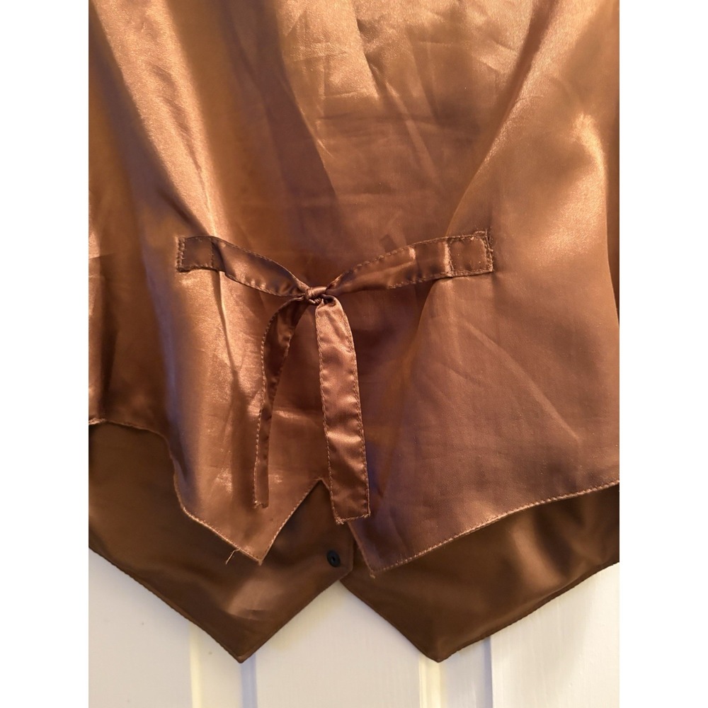 Vintage Agapo Collection Size Large Embroidered Brown Suede Leather Vest - Picture 6 of 7